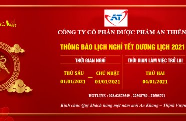 THÔNG BÁO NGHỈ TẾT DƯƠNG LỊCH 2021