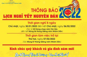 THÔNG BÁO NGHỈ TẾT ÂM LỊCH 2022