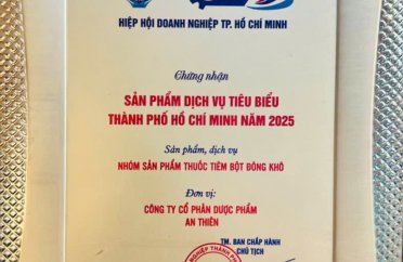 Công ty Dược phẩm An Thiên vinh dự nhận chứng nhận “Sản phẩm, Dịch vụ tiêu biểu TP.HCM năm 2025”